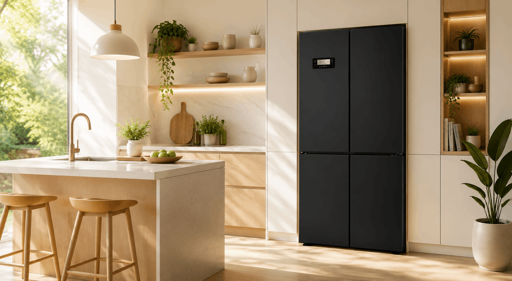 Réfrigérateur BEKO No Frost Side By Side INVERTER 680 Litres / Black glass